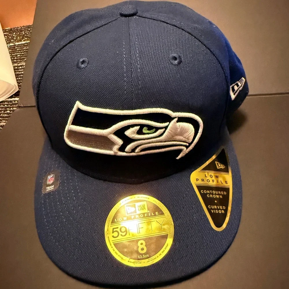 New Era Seattle Seahawks Hat Mens Size 8 Navy Blue New Low Profile 59FIFTY NFL
